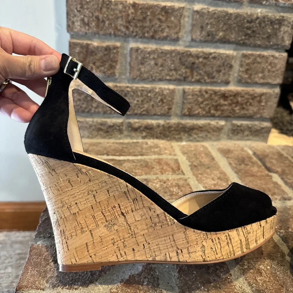 Charles by‎ Charles David Lois Women's Sandal Cork Platform Sz8.5 Black #145